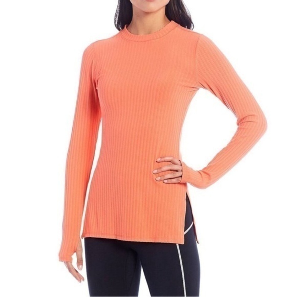 Free people movement peach ribbed long sleeve